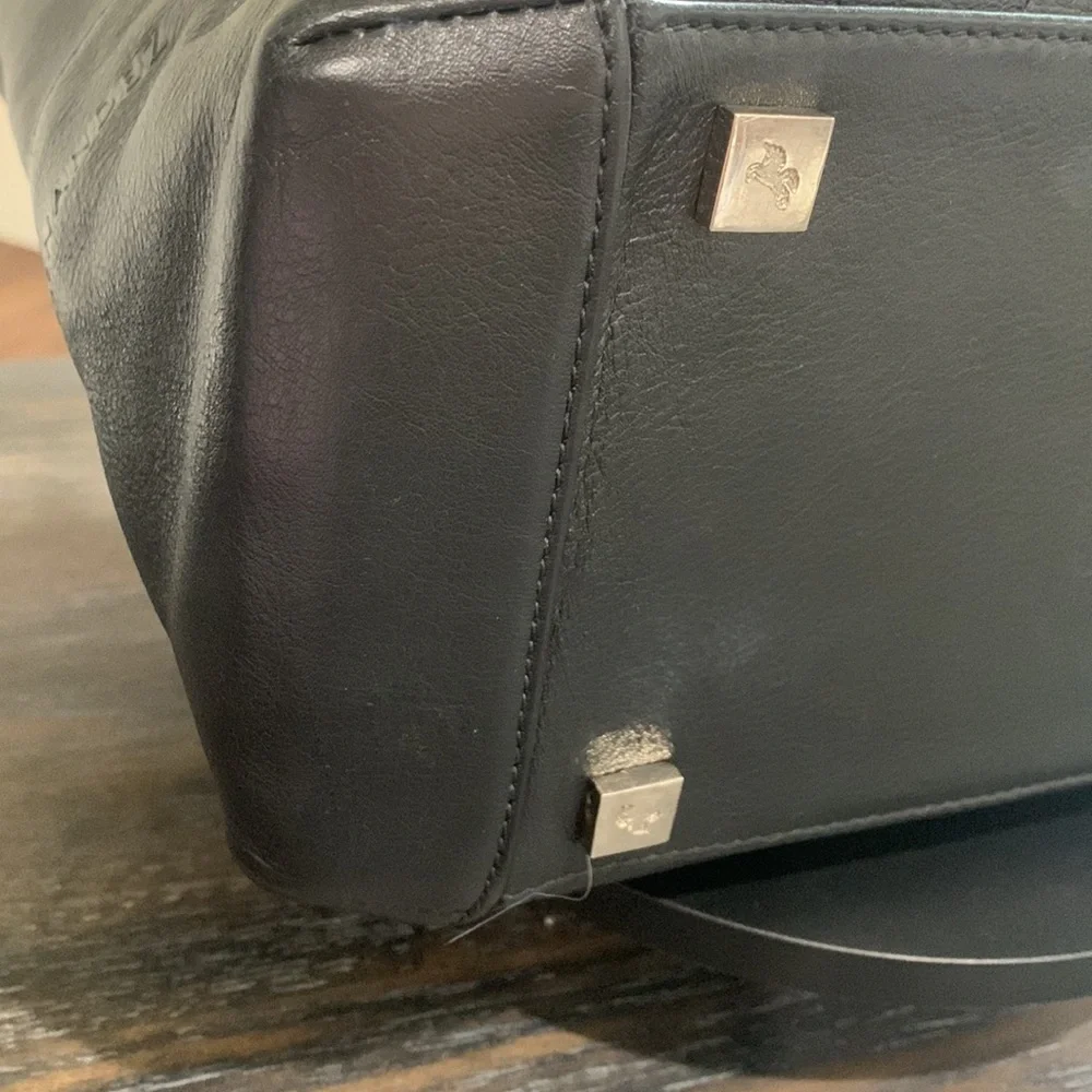 Mario Hernandez black leather tote with metal H appliqués. Pre loved - Picture 6 of 14